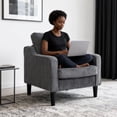 thumbnail image 6 of Accent Chair for Living Room, Mid Century Modern Reading Chair for Bedroom, Upholstered Armchair with Side Pockets, Comfy Single Sofa Side Chair for Office, Apartment, Small Room, Dark Grey, 6 of 8