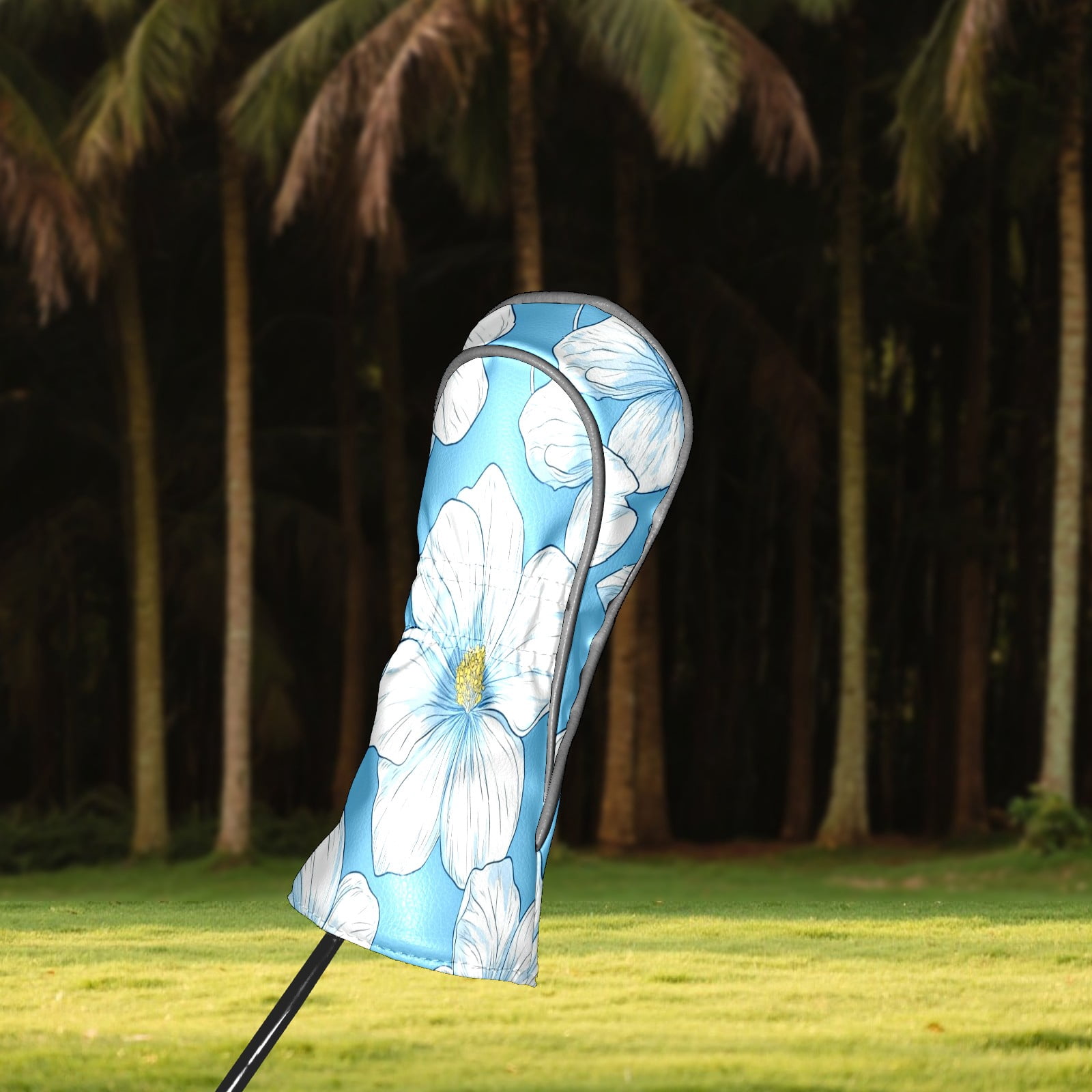 Golf Club Covers PU Leather Waterproof Head Covers for Fairway Woods Hybrids White Lily Unisex Fits Most Brands