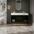 thumbnail image 4 of Spaco 39.4" Bathroom Vanities with Ceramic Sink, Wall Mounted Storage Cabinet with 2 Drawers and 2 Storage Spaces, Modern Bathroom Sink Cabinet with Metal Handles for Indoor as Bathroom, Black, 4 of 12