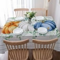 thumbnail image 5 of Blue White Orange Fall Rectangle Tablecloths 54x79,Thanksgiving Eucalyptus Leaves Rustic Wood Table Cloth Table Cover Indoor/Outdoor Tabletop Decor for Wedding Holiday Party Dinner Baby Shower, 5 of 7
