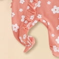 thumbnail image 5 of mgoYE Newborn Baby Girl Spring Outfits Clothes Knit Jumpsuit Ruffle Romper Newborn Coming Home Outfit for Baby Girl(Orange,3-6 Months), 5 of 7