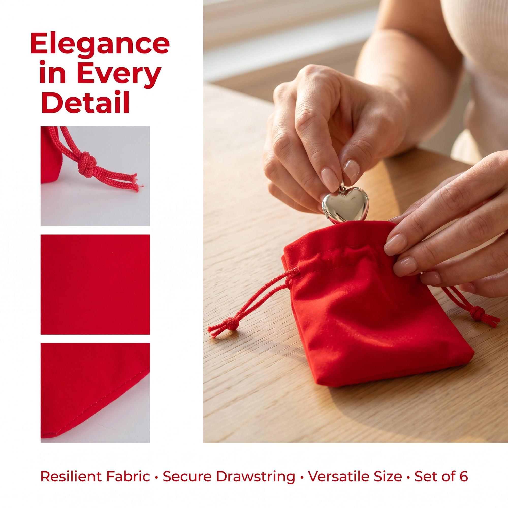 Unique Bargains Mini Gift Bags with Drawstring and Handles for Gifts Red 3.5" x 4.7"