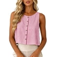 thumbnail image 3 of Gpoecd Camisole à Rayures à Col Ras du Cou pour la Plage, Sans Manches, Courte, Blouse pour l'Été Décontracté, Chemise, Camisole Grande Taille pour Femmes, Rouge, TTTG, 3 of 7