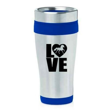 

16oz Insulated Stainless Steel Travel Mug Love Horse (Blue) MIP
