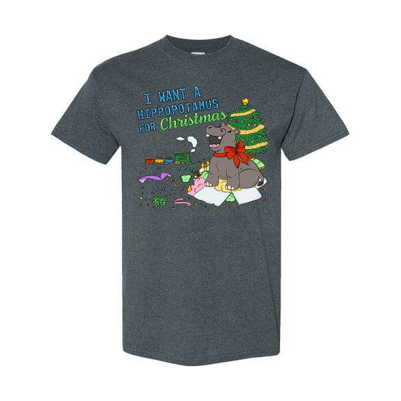 Inktastic I Want a Hippopotamus for Christmas T-Shirt