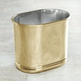 thumbnail image 2 of mDesign Small Metal Oval 2.5 Gallon Bathroom Trash Can Wastebasket, Soft Brass, 2 of 6