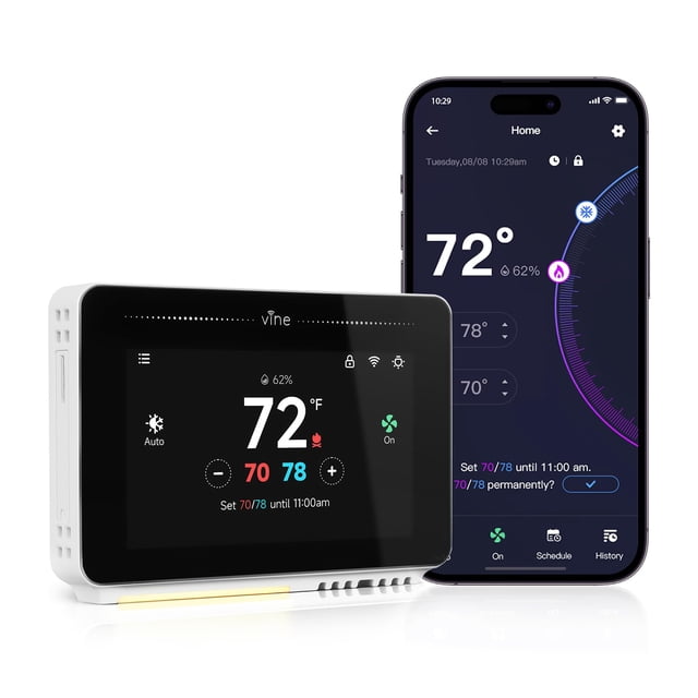 Termostato inteligente Vine de 4,3" con Wi‑Fi, Alexa y Google Assistant