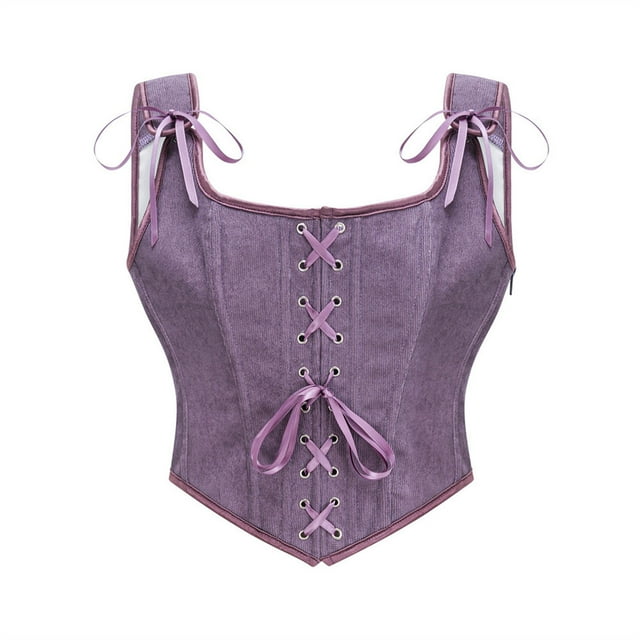 Womens Sexy Vintage 1920s Renaissance Lace Trim Corset Tops Adjustable Sleeveless Bustier