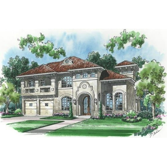 015-734: Luxury Neoclassical 4 Bed, 5 Bath Luxury Home Plan, 3981 Sq Ft: Full Blueprints with License to Build by Home Plan Marketplace - Lesuto