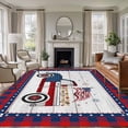 thumbnail image 3 of Independence American Flag Truck with Wooden Stripes Area Rug 5x8 FT,Non Slip Bedroom Throw Carpet,Blue Red Checker Buffalo Washable Soft Floor Carpet Rug for Living Room Nursery Dorm Office, 3 of 9