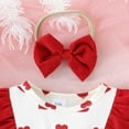 thumbnail image 5 of Wdgfv Girls Romper Girls Long Sleeve Ruffles Romper Skirts Valentine's Day Outfits Bodysuits with Red 6-12 Months, 5 of 9
