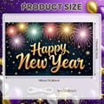 thumbnail image 2 of Fireworks Design Happy New Year Banner Star Pattern New Year Banner Golden Lettering Dark Background Celebration Banner for New Year Party Holiday Celebration Eve Gathering, 2 of 9