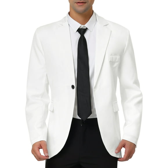 Abrigo Chic para Hombre Slim Fit Blazer de Una Sola Botón Formal 2XL Blanco