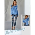 thumbnail image 6 of Xuanfei Women Plaid Lapel Collar Single-Breasted Long Sleeve Shirt Top, 6 of 7