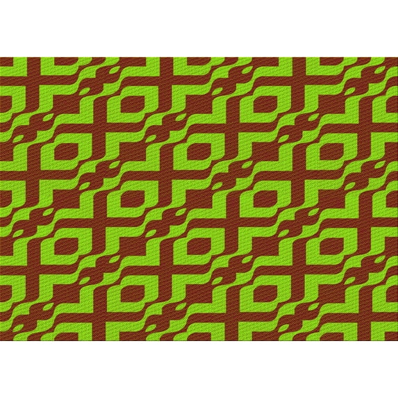 Ahgly Company Indoor Rectangle Patterned Bright Green Area Rugs, 7' x 10'