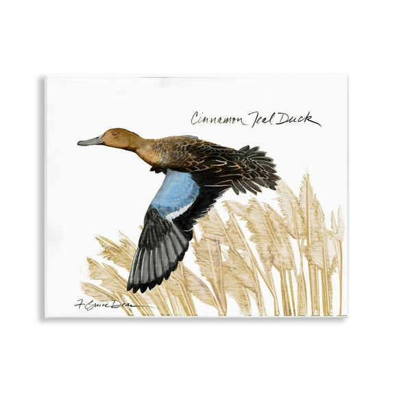 Stupell Industries Cinnamon Teal Duck Flying Animals & Insects Painting Unframed Art Print Wall Art, 14 x 11