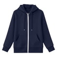 thumbnail image 4 of CAIVO Sweatshirts Women Zip Up Hoodie Soft Comfort Adjustable Drawstring Front Pocket Solid Color Raglan Seam Full Zip Hooded Jacket Basic Minimalist Daily Streetwear Trendy Long Sleeve Tops, 4 of 4