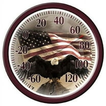 13.25" Bald Eagle With American Flag Dial Thermometer Bold & Vibrant S, Each