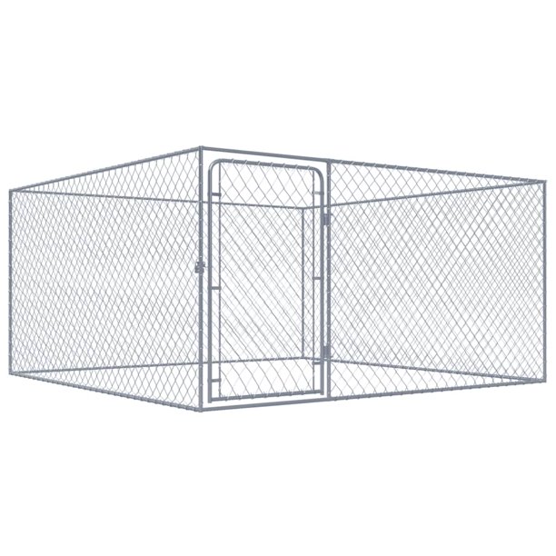 vidaXL Outdoor Dog Kennel Galvanized Steel Pet Animal Cage House Multi
