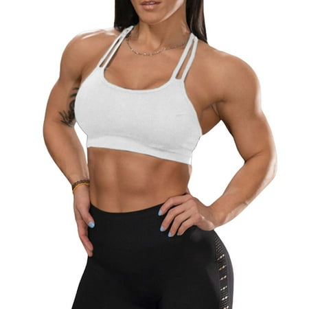 

Dellytop Women Sleeveless U-Neck Solid Color Double Straps Sports Bra