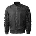 thumbnail image 2 of Ma Croix Mens Ruched Bomber Jacket Lightweight Waterproof Nylon Windbreaker, 2 of 5