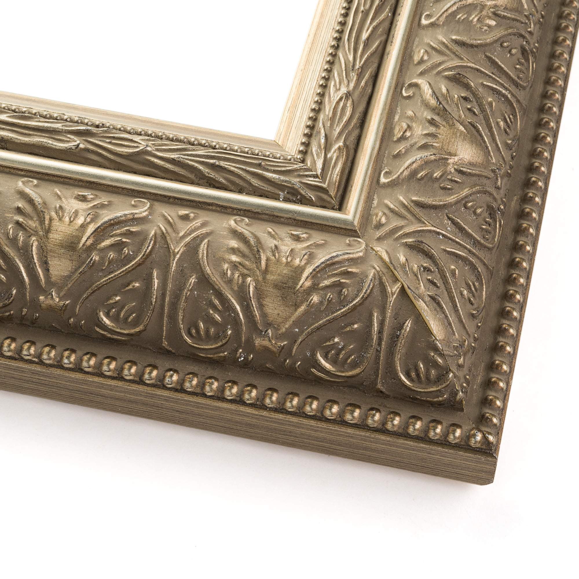 18x24 Frame Ornate Silver Beaded Solid Wood Picture Frame Width 2.5 Inches | Interior Depth 1