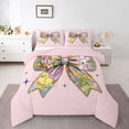 thumbnail image 1 of Erosebridal Ensembles de Literie Nœud Rose Double avec Couette, Insert de Couette à Carreaux, Décor de Princesse de Rêve, Réversible, Super Douillet, 3 Pcs, 1 of 7