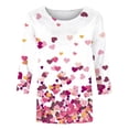 thumbnail image 5 of Meichang Valentine's Day Shirts for Women Cute Heart Graphic T Shirts Holiday 3/4 Sleeve Tops Valentines Day Crew Neck Casual Blouses, 5 of 5