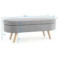 thumbnail image 2 of Storage Ottoman Bench, 43.5" End of Bed Ottoman Bench Bedroom Entryway Bench with Storage and Wood Legs, End of Bed Storage Bench for Living Room, Dining Room, Hallway, Grey, 2 of 9