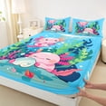 thumbnail image 3 of Homewish Cute Axolotl Twin Sheet Sets,Ocean Shell Coral Twin Fitted Sheet,Pink Green Blue Flat Sheet For Girls,Ultra Soft Home Decor,3pcs, 3 of 7