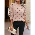 thumbnail image 5 of Women'S Polka Dots Sweaters Long Sleeve Round Neck Knitted Pullover Tops Pink XL, 5 of 7