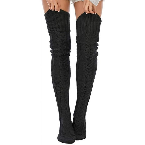 Fuklindy Women's Cable Knitted Boot Socks, Thigh High Warm Socks Extra Long Winter Thick Stockings Fashion Over Knee Leg Warmers