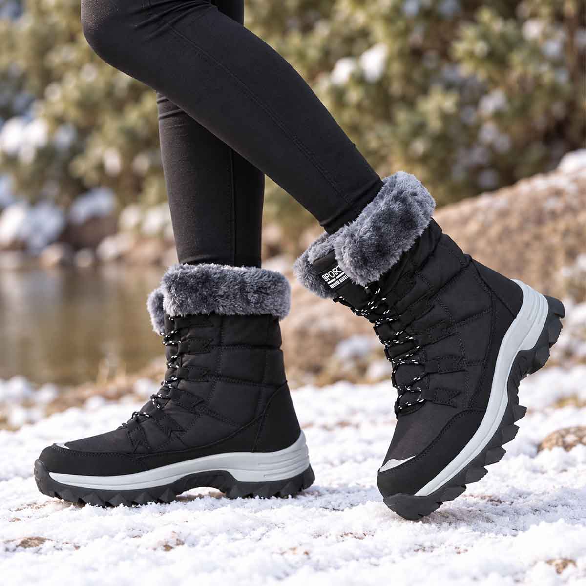 Dumajo Women's Snow Boots Winter Waterproof Ankle Bootie photo 8