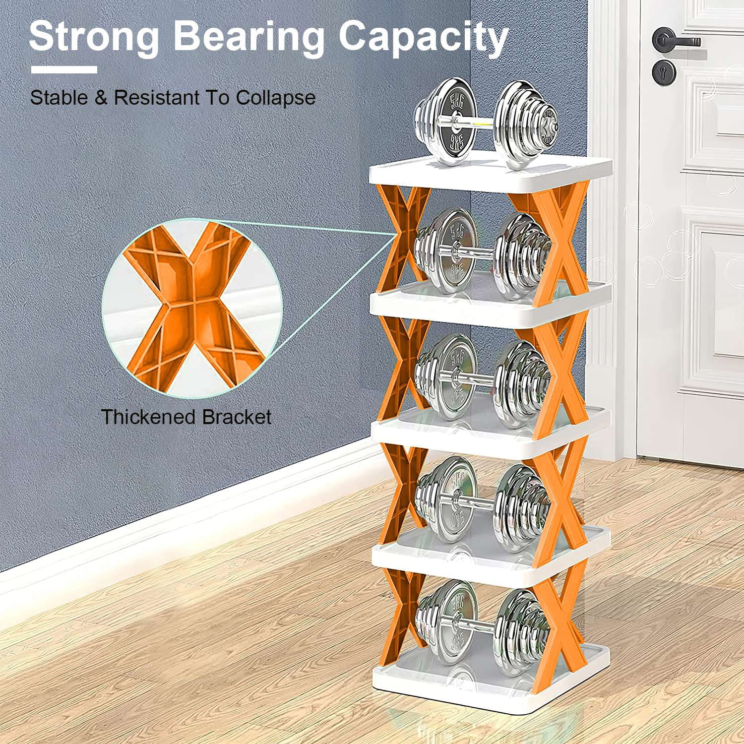 9-Tier Stackable Vertical Shoe Rack TeqHome DIY Narrow Free Standing Shoe Organizer Space Saving for Entryway and Bedroom Orange