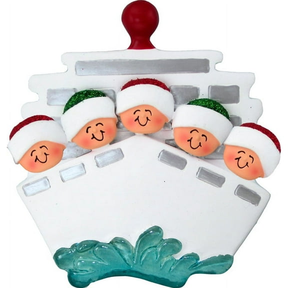 Family on Cruise 5 People Personalized Christmas Ornament DO-IT-YOURSELF