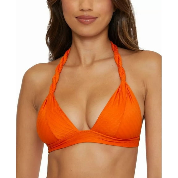 Becca by Rebecca Virtue Women's Standard Catalonia Halter Bikini Top, Adjustable, Tie Back, Swimwear Separates, Carrot