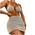 thumbnail image 2 of Lilgiuy Women's Charming Print Halter Split Three-piece High Waist Beachwear Set for Travel Sports Swim Spa Clearance, 2 of 5