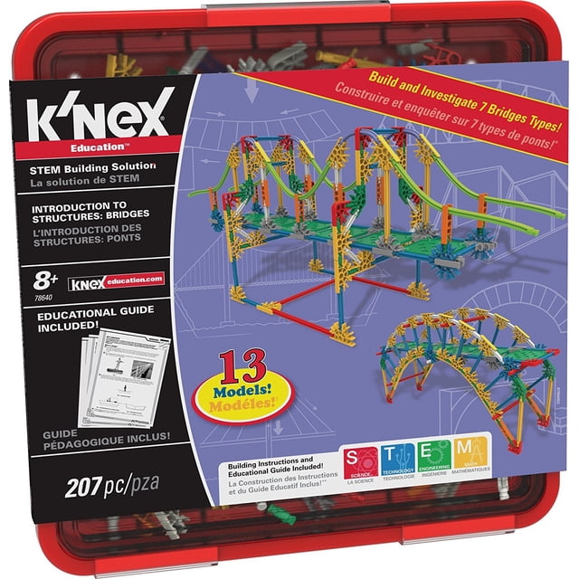 Juguete educativo para la construcción K'NEX Education Introducción a las estructuras: juego de puentes, 207 piezas