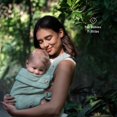thumbnail image 3 of NEST BLANCHE Portabebés – Mezcla de lino de algodón suave con diseño jacquard magnolia, ajustable y ergonómico para recién nacidos y niños pequeños (verde azulado), 3 of 5