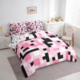 thumbnail image 3 of Homewish Cartoon Pixelate Miner Twin Bedding Sets 7-Piece, Pink Square Abstract Bedding Comforter Set, Teens Kids Boys Girls Reversible Sheet Sets, Luxury Bedroom Decor, 3 of 7