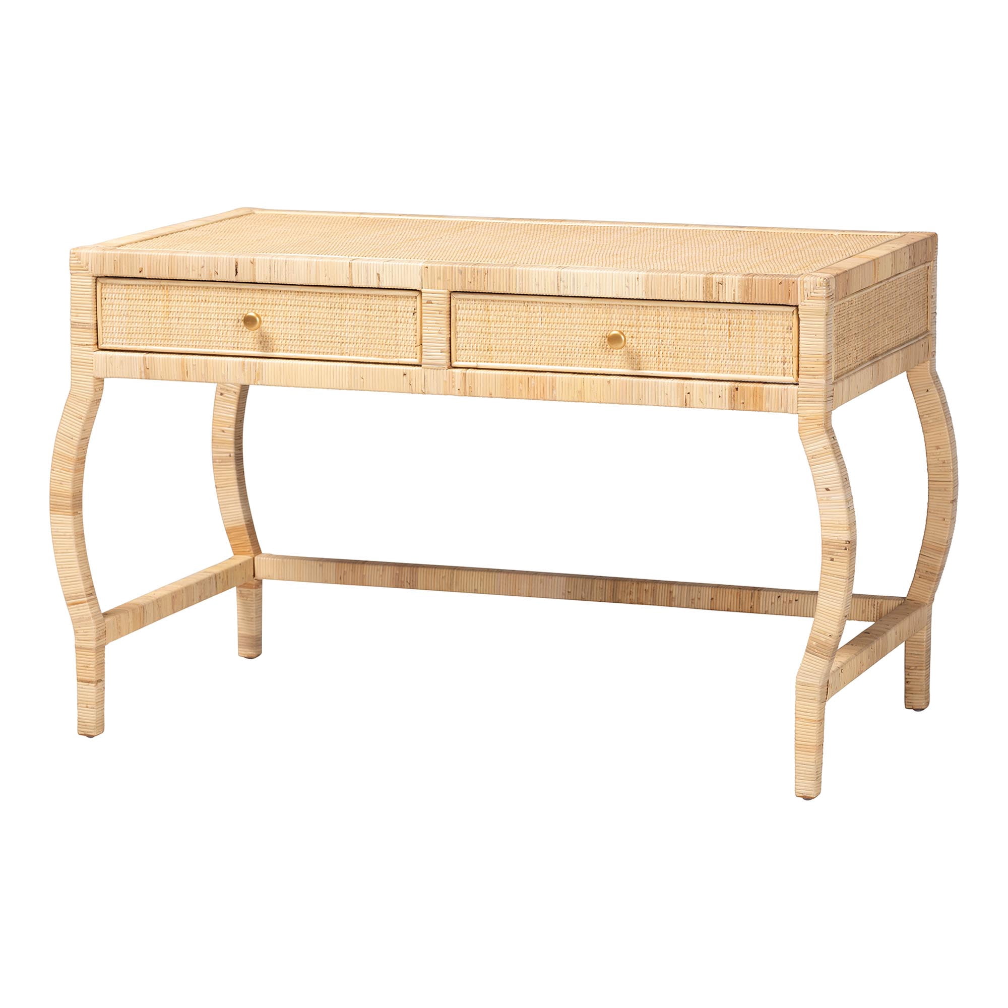 bali & pari Dalida Boho Desk, 2-Drawer, Natural