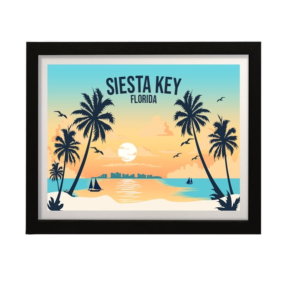Designs ByLITA Siesta Key Beach Florida, 5 x 7 Wall Print (Unframed) | Multiple Frame Options | Stylish Retro Famous US Beach Art