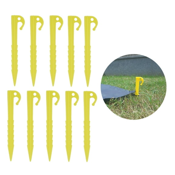 IBASETOY Canopy Tent Stakes 10pcs Yellow Plastic Prevent String Falling for Tarp Use