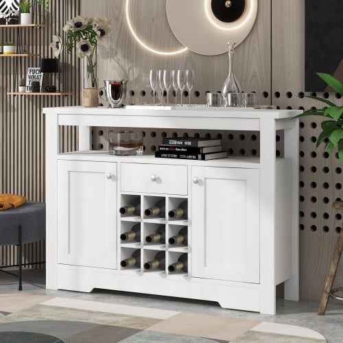 Modern Design Sideboard Wine Storage with DoubleStorey Tabletop and 9 Bar Wine