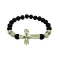 thumbnail image 3 of Natural Volcanic Stone Bracelets, 8mm Volcanic Stone Luminous Cross Bracelet for Men Women, Healing Elastic Stretch Beads Bracelet, Holy Communion Bracelets, 3 of 8