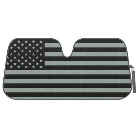 UV Protect Foldable Accordion Durable Windshield Sun Shades - Universal Fit for Car Auto Sedan Truck SUV (Black American Flag)