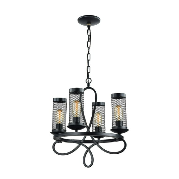 Lampe Suspendue 4LT - Finition Noir Rustique