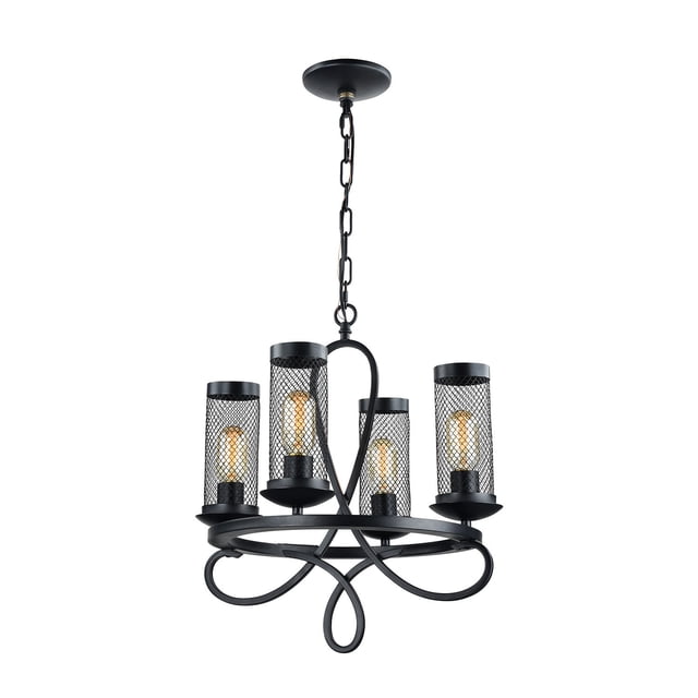 Lampe Suspendue 4LT - Finition Noir Rustique