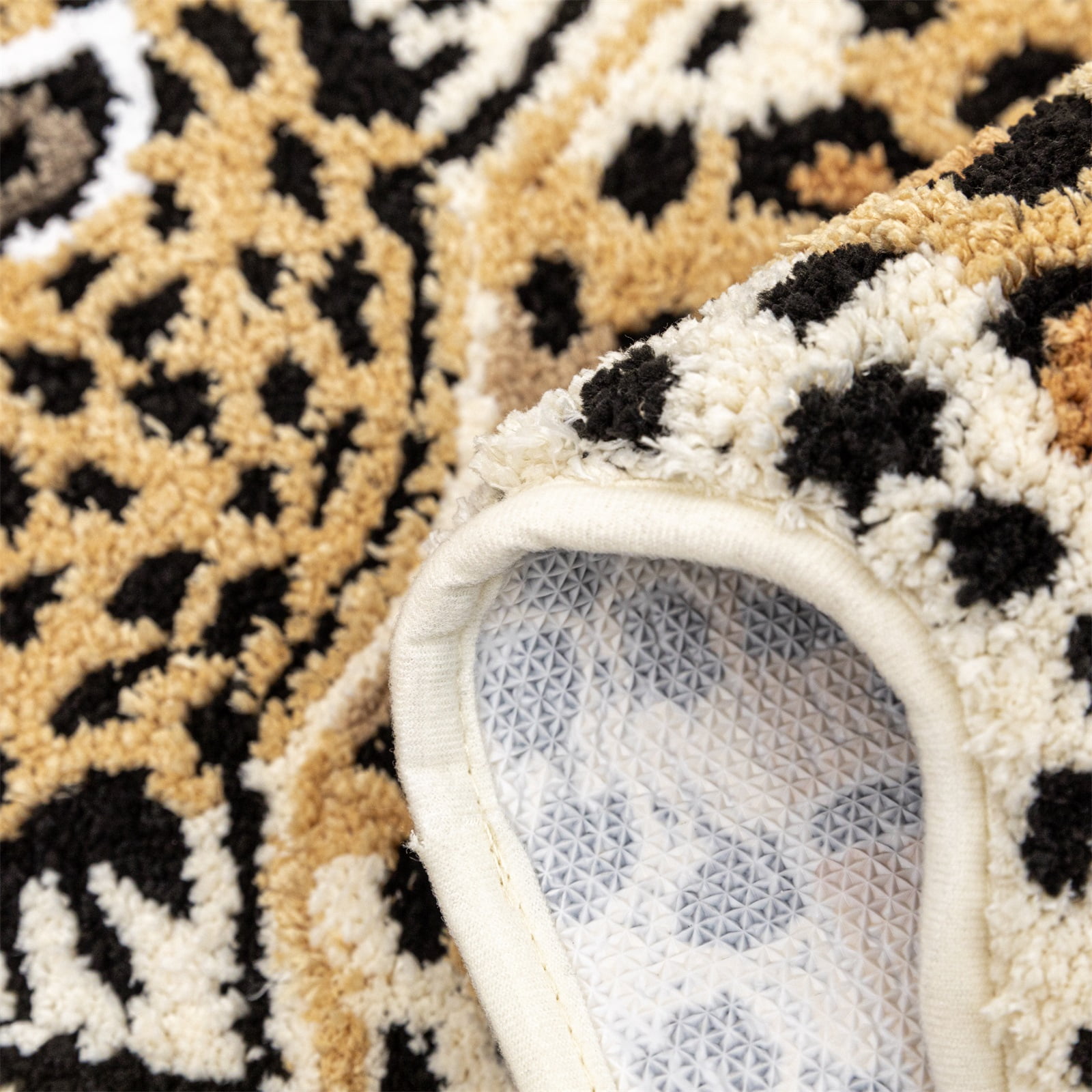 yingda1992 Brown Leopard Bath Mat for Bathroom Cute Cheetah Print Funny Cartoon Non Slip Animal Shaped Absorbent Bathtub Mat Plush Shower Door Mat Decor 39.3x25.5 Inch