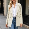 thumbnail image 7 of Xinsrenus Women’s Loose Suit Jacket Basic Solid Color Lapel Button front Blazer Versatile Business Work Uniform, 7 of 7